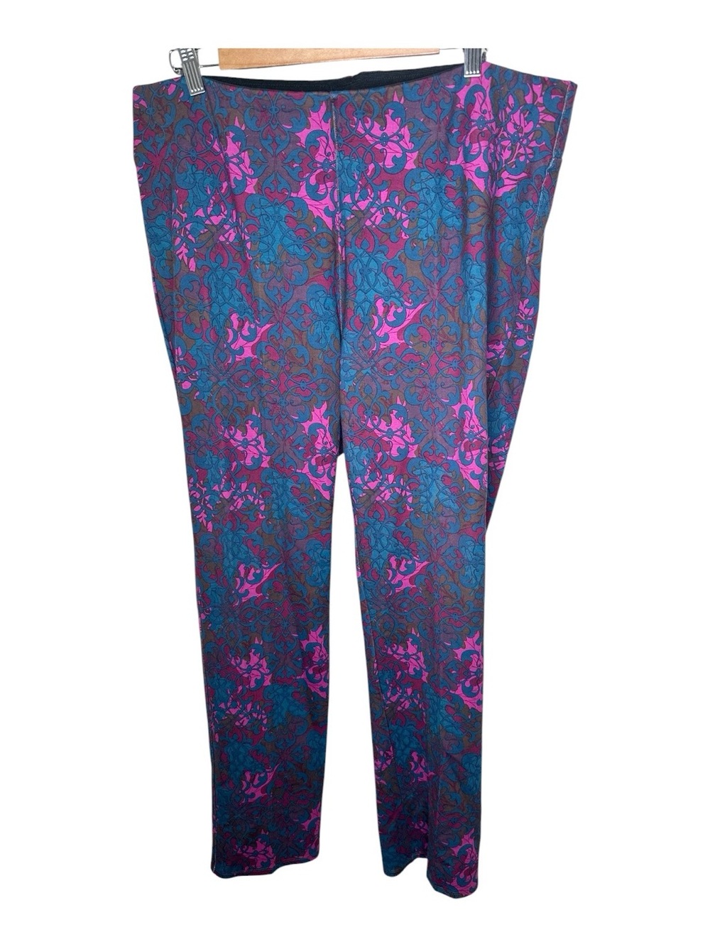 Soft Surroundings Stretch Ponte Straight Leg Pants Size 1X Colorful Scroll Print